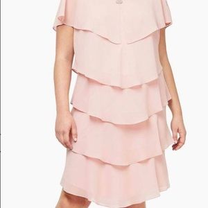 Tiered Flounce Chiffon Dress Faded Rose sz 16